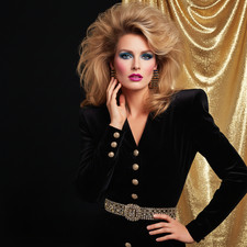 Vintage 1980's Oversized Navy Gold Square Doorknocker Earrings Clip On Mogul