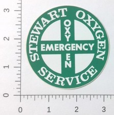 Stewart Oxygen Emergency Service First Aid Green Cross Sticker Decal