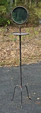 Rustic Wrought Iron Shaving Stand Tripod Base w/ Adjustable Vanity Mirror
