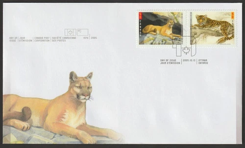 CANADA 2005 BIG CATS LEOPARD AND COUGAR FIRST DAY COVER !! M136