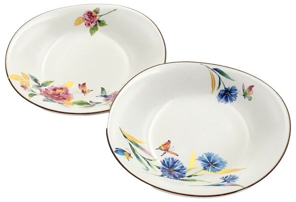Juego de tazones de pasta japonesa Mino Ware 'Hanakocho Roses & Cornflowers' ...