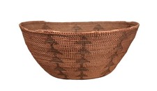 Large Paiute Work Basket Late 19th Century  9.25" H x 19.5" D  Hand Coiled