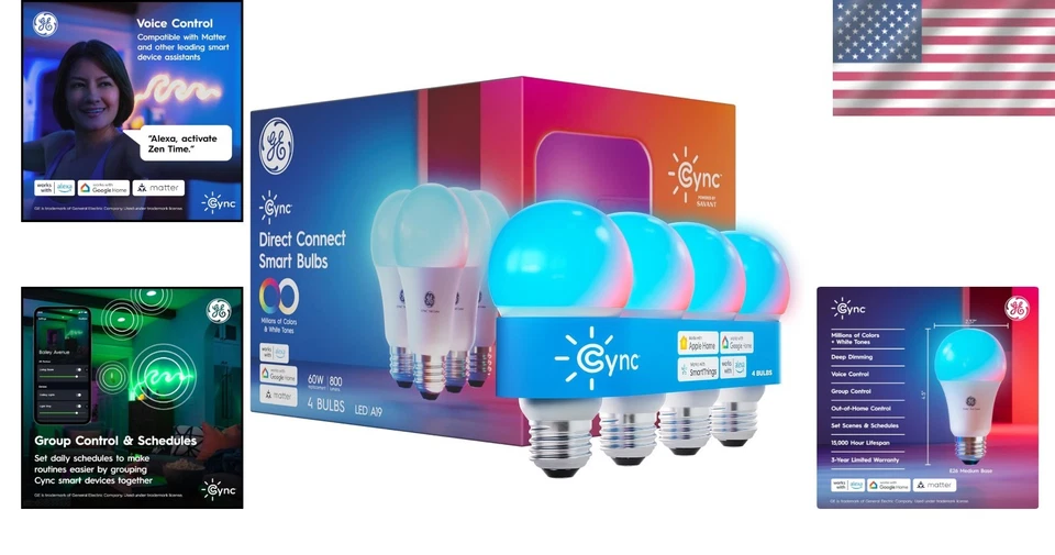 WiFi Smart Light Bulbs, Alexa & Google Home Compatible - Image 2 of 4