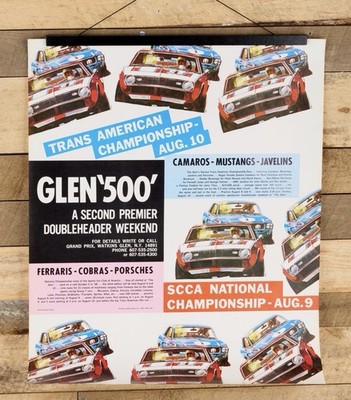 Vintage Original 1969 Glen ''500'' A Second Premier Doubleheader Weekend Poster