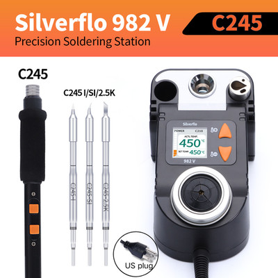 Silverflo 982-V 60W Digital Soldering iron Station Kit Precision C245 Tips