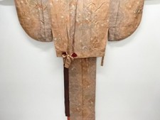Vintage Two-Piece Kimono Autumn Grass Pattern, Silk, Used