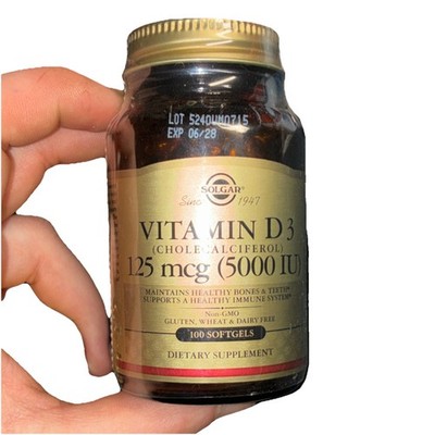 Solgar Vitamin D3 125 mcg 5000 IU 100 Softgels Bone Immune Non-GMO Gluten-Free