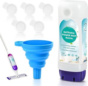 720ml Reusable Solution Bottle for Swiffer Powermop Mop, Leak-Resistant Lock
