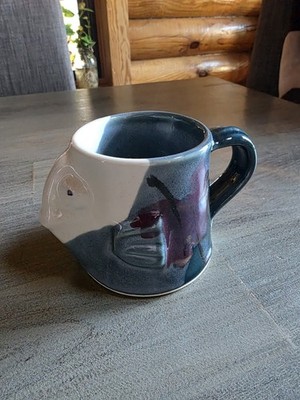 Ken Follette Signed Fish Mug Pottery Handmade