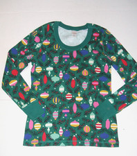 Hanna Andersson Holiday Ornament Pajama Long Johns Top Women M Organic Cotton