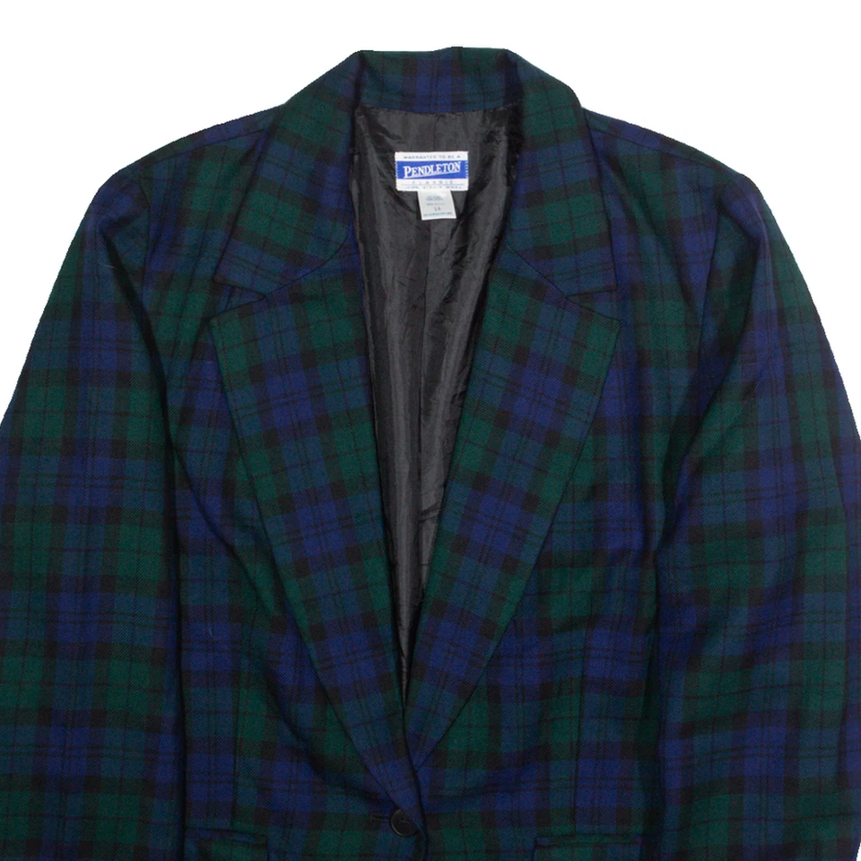PENDLETON Mens Blazer Jacket Blue Wool Plaid L - Image 2 of 4