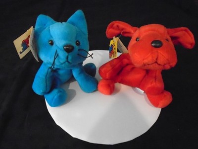 Vintage Petco Pet Pals Blue Mews & Red Ruff Plush Bean Bag Toy