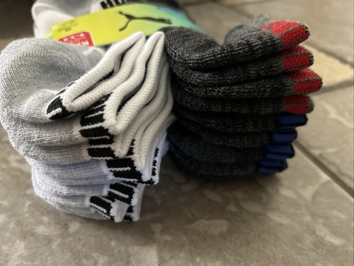 NEW PUMA 10 PACK SOCKS KIDS 9-3.5 BOYS GIRLS BLACK WHITE DRYCELL LOW CUT - Picture 4 of 11