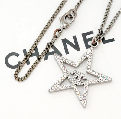 CHANEL Star CC Logos Rhinestone Necklace 23