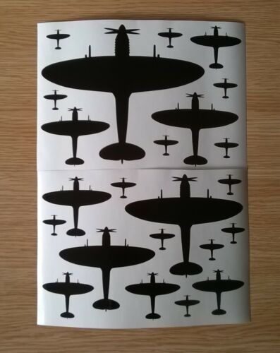 RAF Supermarine Spitfire Stickers MK9 Aircraft Silhouette Shape A4 Sheet - Picture 1 of 4