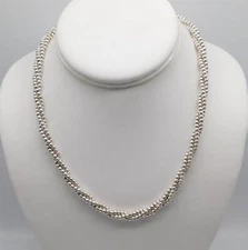 VINTAGE ITALIAN DESIGNER FAS STERLING SILVER BEADED THREE STRAND NECKLACE 18"