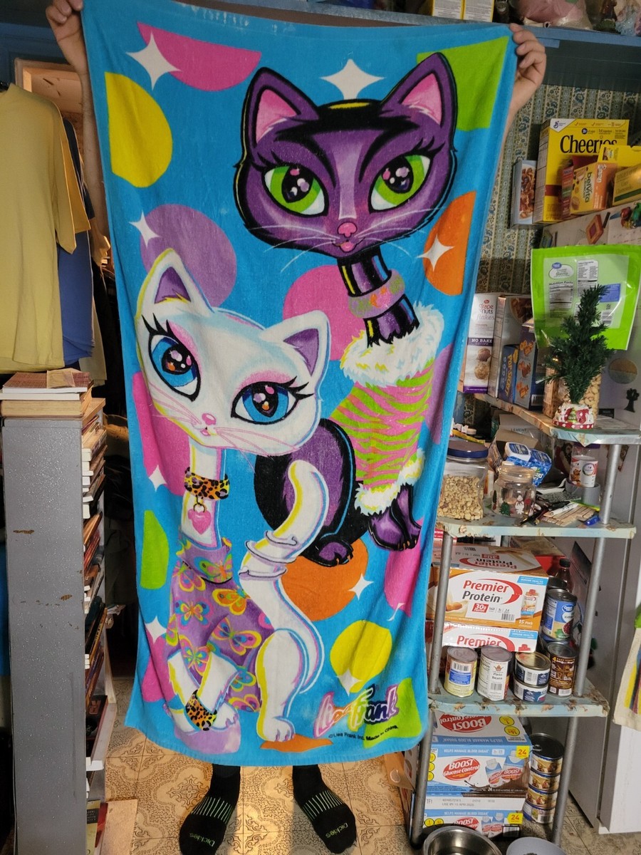 ヴィンテージ 90 年代のリサフランク猫フラワーレインボービニールランチバッグ ヴィンテージ 90 年代のリサフランク猫フラワーレインボービニール