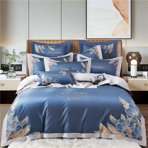 Luxury 140 T Count Long Staple Cotton 100% 4Pc DuvetCover Flat Sheet Pillowcase  - Image 2 of 4