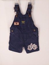 OSHKOSH Baby B'GOSH Navy Blue Overalls Shorts Wheely 1985 Cool Size 12 M