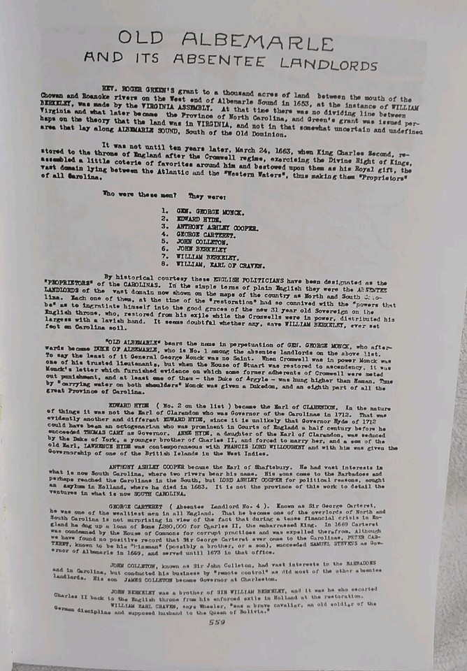 Lost Tribes Of NC Old Albemarle & Absentee LandLords Part IV Ray