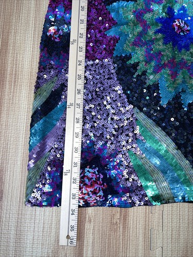 Vintage Adrianna Papell Silk Sequined Beaded Multicolored MIDI Dress Women’s 8 - Picture 15 of 18