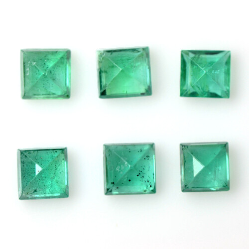 Natural Green Emerald Square Cut 3 Set Pair 1.03 Cts Zambian Gemstone - Picture 2 of 2