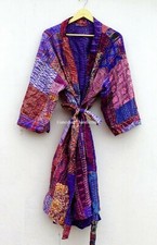Silk patchwork handmade kantha jacket japanese kimono style kantha robe winter