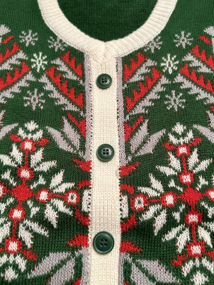 My Christmas Party Sweater Vest Ugly Adult Medium Green Pullover V-neck Nordic - Image 4 of 4