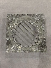 Heavy Clear Glass Ashtray 5 Inch  Square