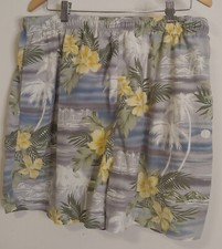 Tommy Bahama Gray Yellow Hibiscus Swim Short Trunks Mens 2XL XXL