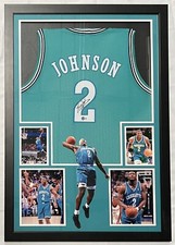 Larry Johnson Autographed Framed Jersey Beckett COA