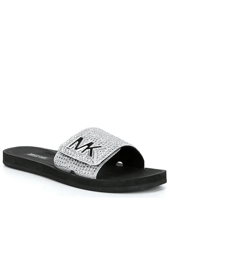 Michael kors silver slides sales