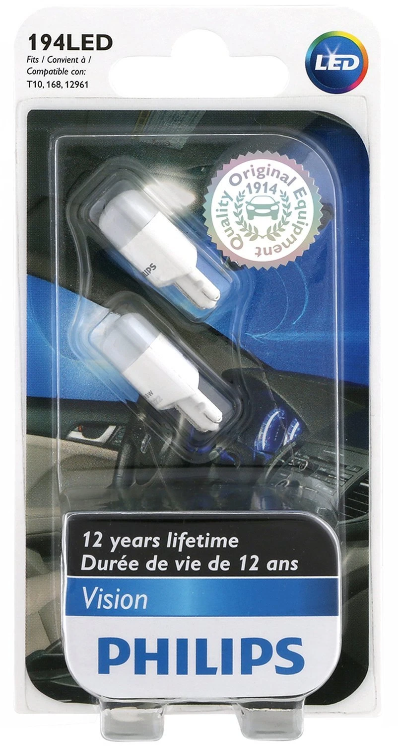 Philips 194 LED Bright White T10 Light bulbs 5050 W5W 2825 158 192 168 194 6000K