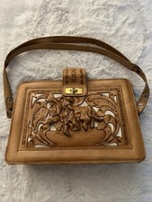 Vintage Hand Tooled Mexican Leather Purse Souvenir Matador Bullfighting