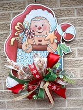 Gingerbread Christmas Santa Wooden Door Hanger Wreath Christmas decor Seasonal