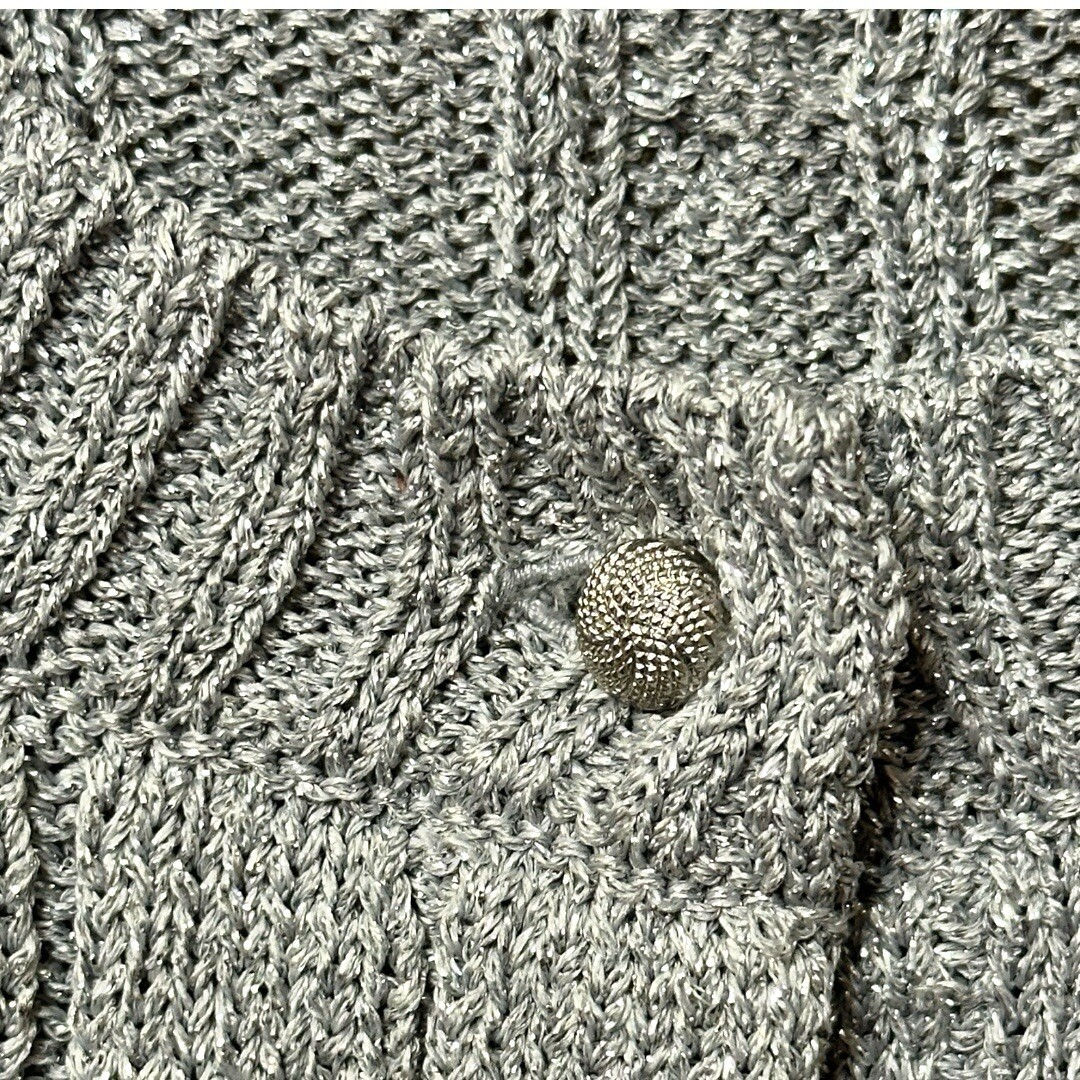 Talbots silver Metallic Shimmer button Front cabl… - image 5