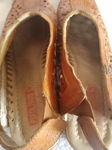 Pikolinos Womens Slingback Perferated Dark Tan Leather Slides Sz 10 M - Picture 7 of 12