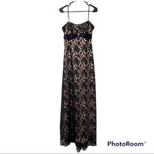 Jump Apparel size 5/6 junior black prom dress black lace overlay lace tie back