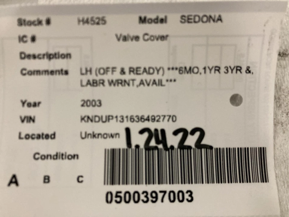 Used Engine Valve Cover fits: 2003 Kia Sedona Valve Cover Grade A Foto 3 de 4