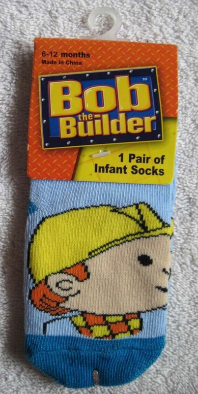 Bob The Builder 1 Pair Blue 6-12 Months Baby Infant Socks Tools Construction Sid