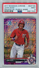 JUAN SOTO NY Mets 2017 Bowman Chrome Purple Shimmer 1st refractor rookie PSA 9