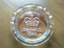 Elizabeth R 1953 glass ashtray/trinket/pin tray, Coronation, very good condition