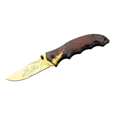Herbertz Taschenmesser mit Drachen-Motiv AISI 420 Stahl Clip Daumenpin 