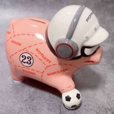 PORSCHE Pink Pig Ceramic Piggy Bank Qatar Soccer Football World