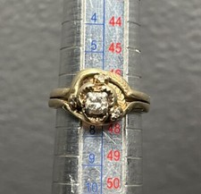14K Solid Yellow Gold .15 Carat Diamond Engagement Ring Size 4 3.95 Grams 