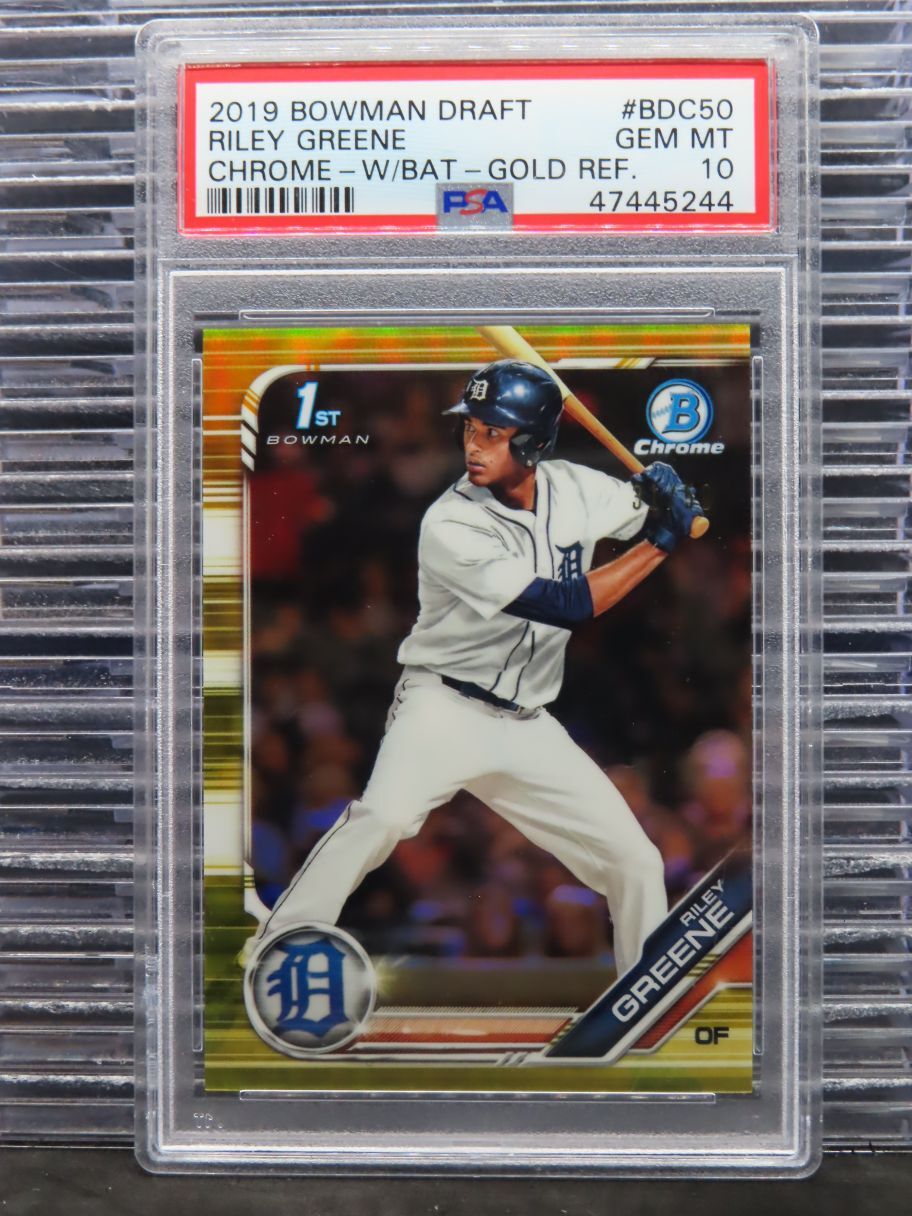 2019 Bowman Draft Riley Greene Gold Refractor Chrome #31/50 PSA 10 Tigers