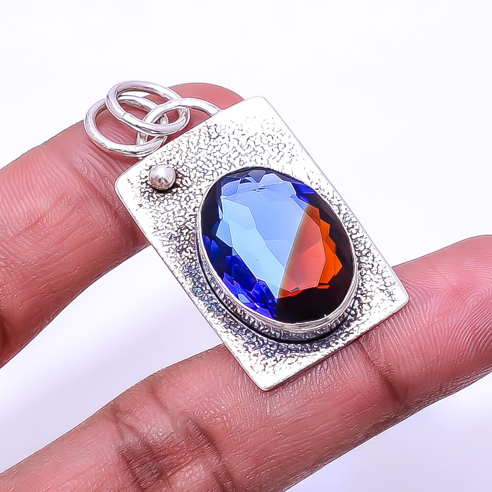 Bi-Colour Tourmaline - Brazil Gemstone 925 Sterling Silver Pendant 1.56