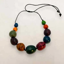 Tagua Necklace Handmade RARE Colorful Statement Necklace Artistic