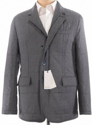 NWT Zanella Quilted Blazer Smart Casual Jacket Gray Black Outerwear Size Large 