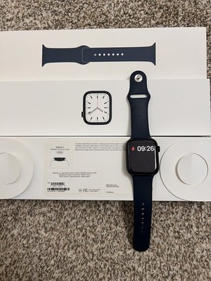 Apple Watch Series 7 Midnight Aluminum 45mm GPS Abyss Blue Sport Band A2474